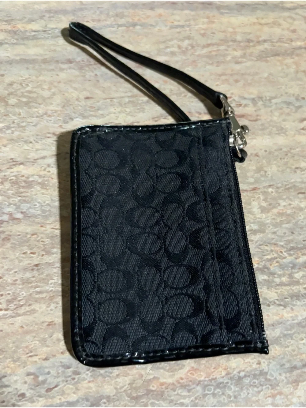 Coach Black Signature Wristlet Card Pouch